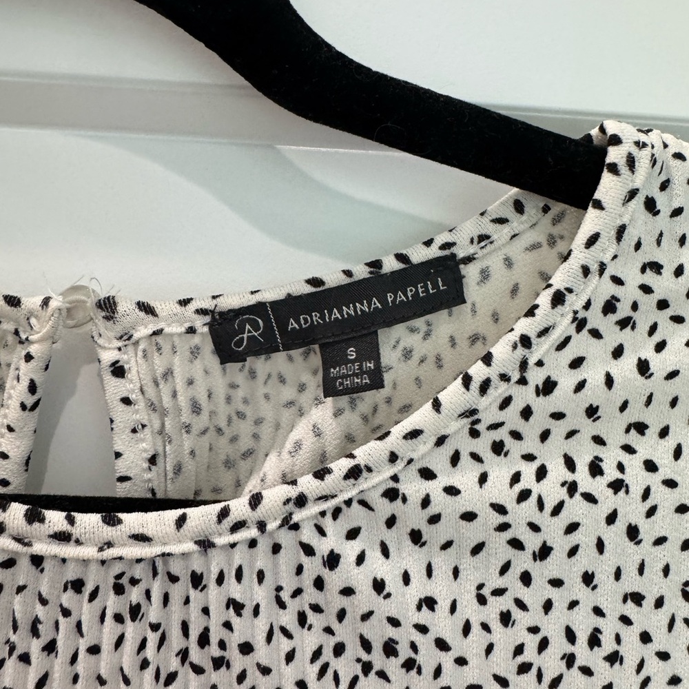 Adrianna Papell Cream & Black Print Blouse, Business Casual Top- Size‎ Small - Picture 6 of 9